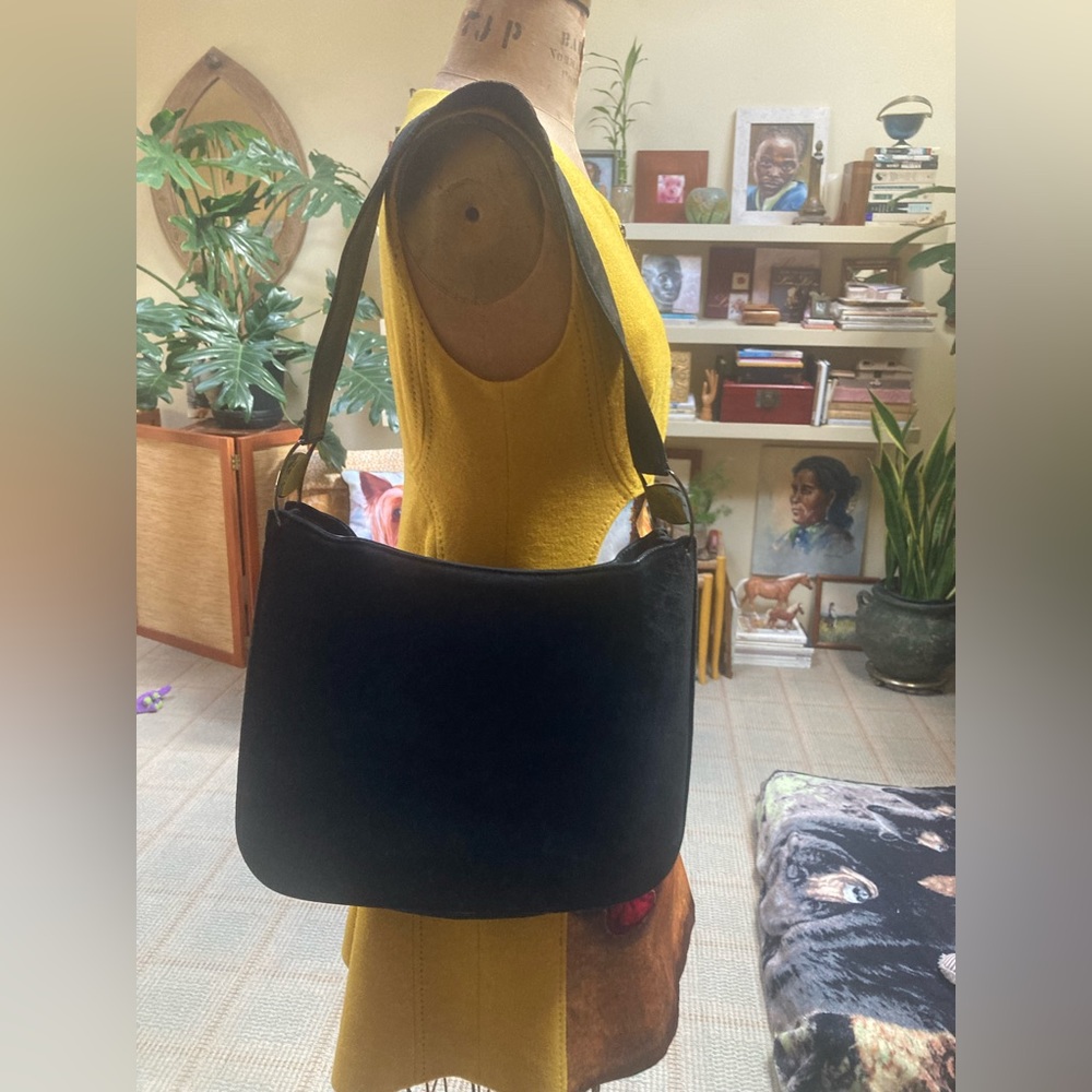 Salvatore Ferragamo Black Suede Shoulder Bag